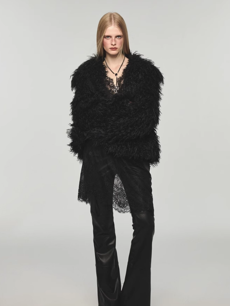 Fluffy long fur coat for winter【s0000004134】