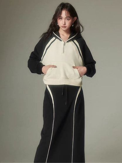 Hooded casual sweatshirt+skirt【s0000003964】