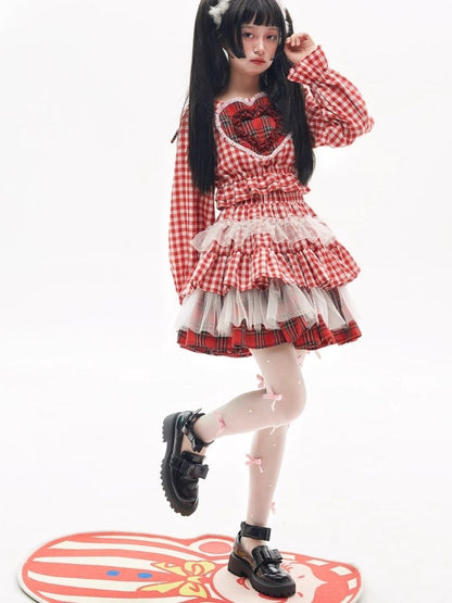 Retro Lolita Cute Red Blouse Niche Design Girls Shirt【s0000004277】