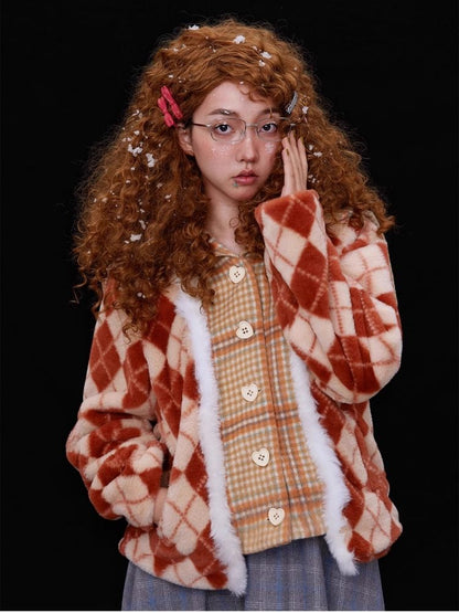 Japanese retro plaid coat【s0000004036】