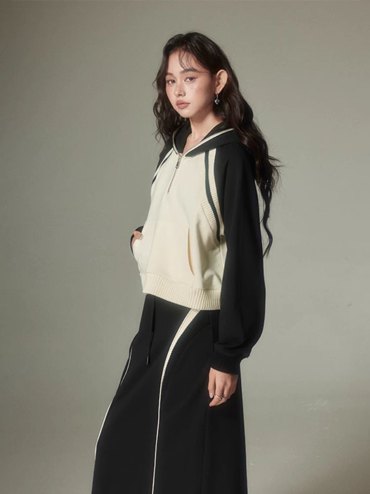 Hooded casual sweatshirt+skirt【s0000003964】