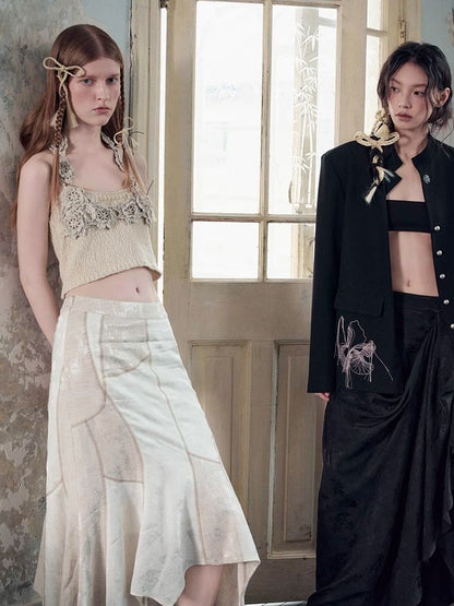 Patchwork stitching shirt + half skirt【s0000008177】