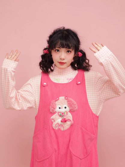 Puppy Doll Applique Cute Corduroy Tank Dress【s0000004294】