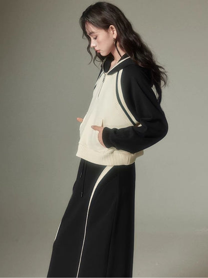 Hooded casual sweatshirt+skirt【s0000003964】