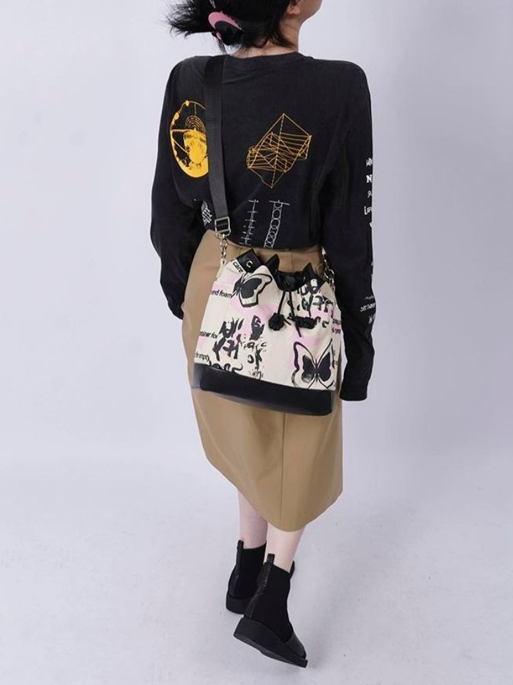 Sweet cool shoulder Messenger bucket bag【s0000003310】 