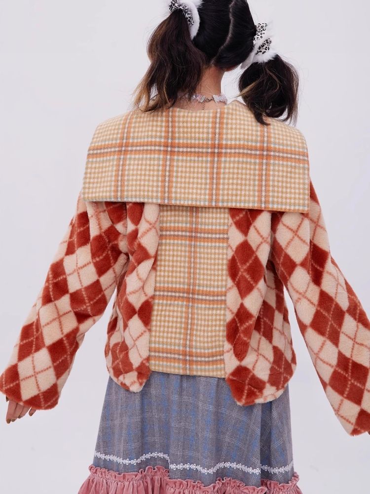 Japanese retro plaid coat【s0000004036】