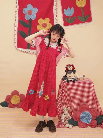 Vintage Girly Red Jacquard Sundress【s0000003037】