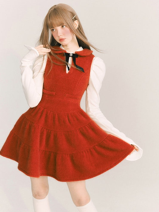 Doll Collar Sleeveless Ribbon Tiered Dress【s0000003862】