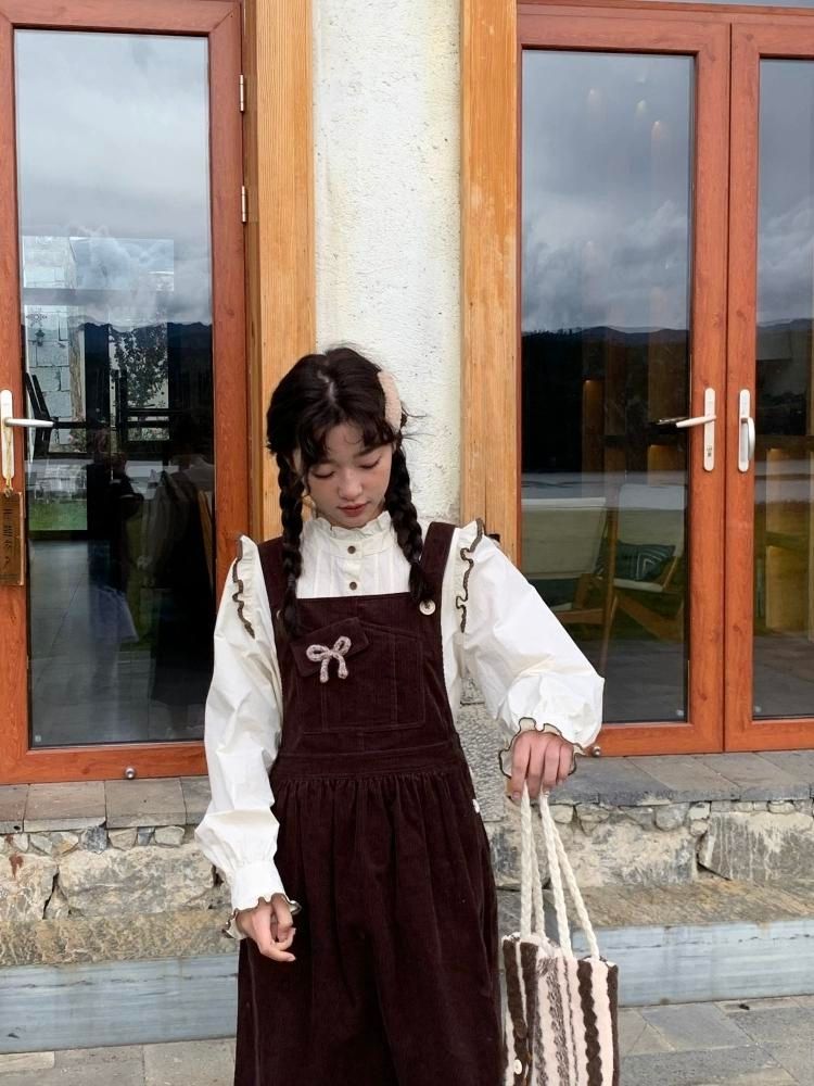 Corduroy Bow Pocket Sleeveless Vest Dress【s0000005887】