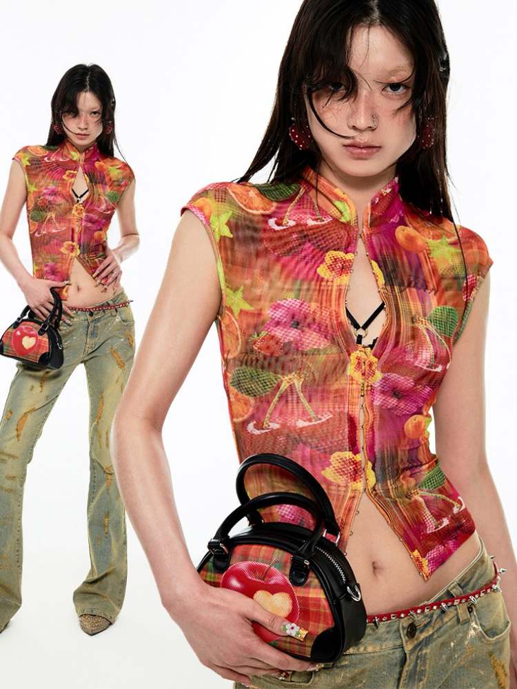 Summer Fruit Print Millennial Cheongsam Set [S0000009151]