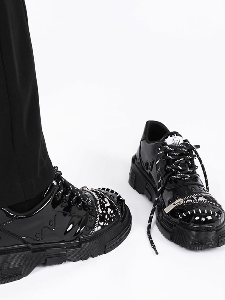 Black fake leather shoes【s0000003926】