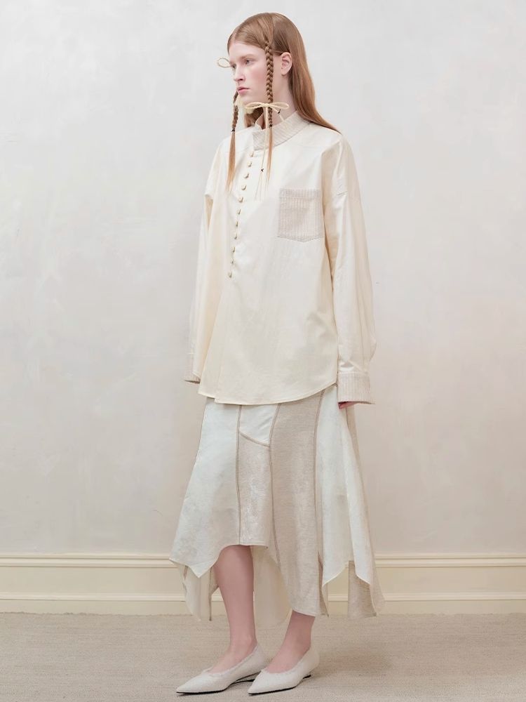 Patchwork stitching shirt + half skirt【s0000008177】