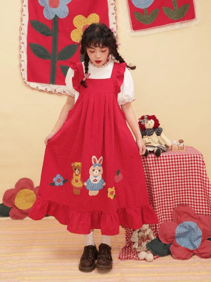 Vintage Girly Red Jacquard Sundress【s0000003037】