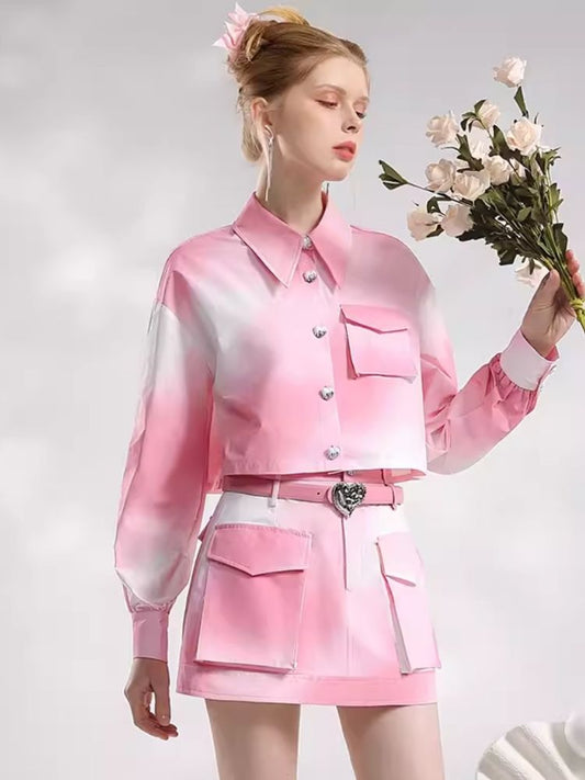 G Rajien T Pink Printe D Pocket Short Jump Cket [S0000006829]