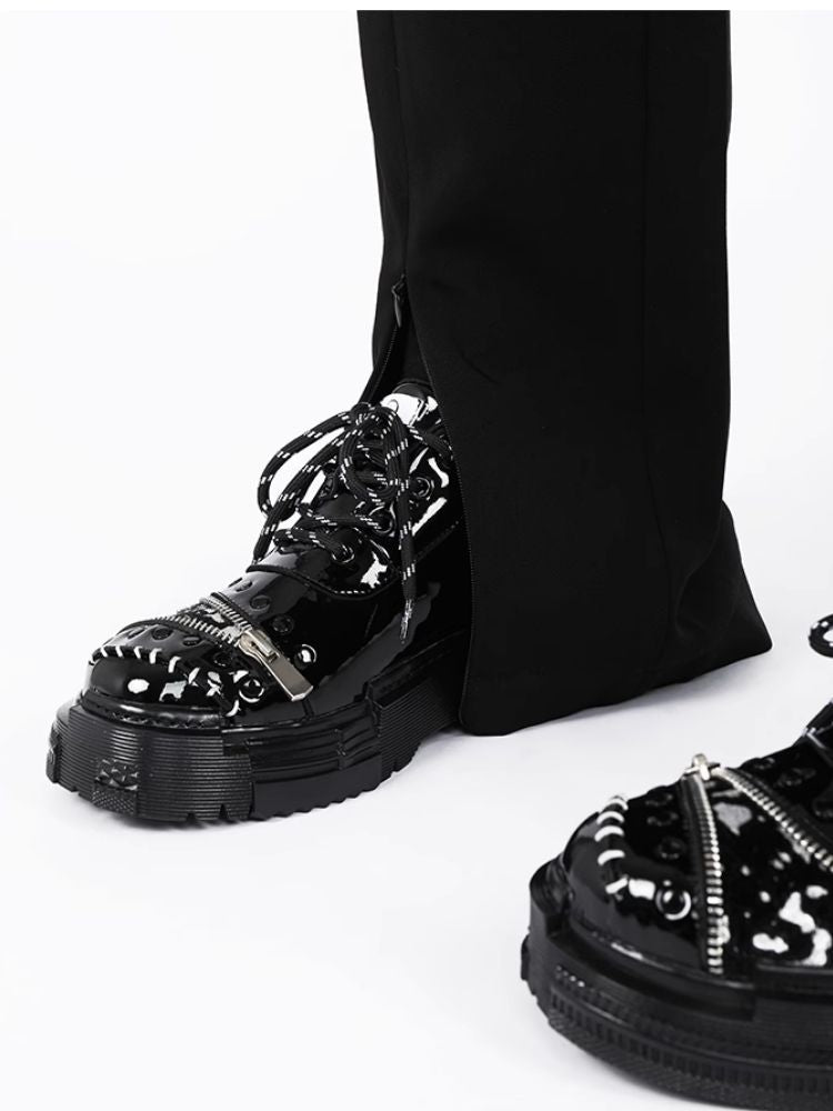 Black fake leather shoes【s0000003926】