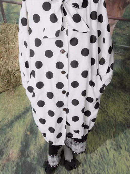 Polka Dot Printed Mid-Length Trench Coat【s0000007704】