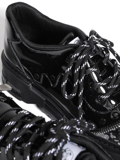 Black fake leather shoes【s0000003926】