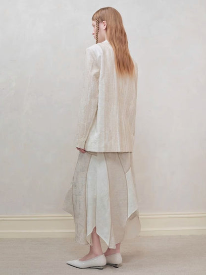 Patchwork stitching shirt + half skirt【s0000008177】