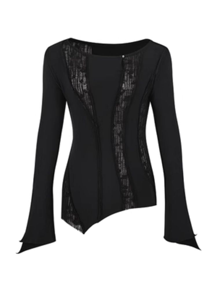 Mesh Patchwork Irregular Crushed T-Shirt【s0000005646】