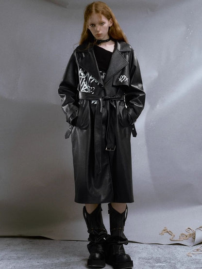 Fake leather loose windbreaker【s0000003929】