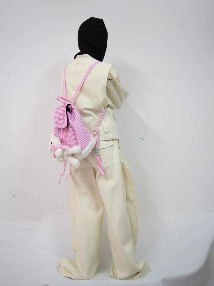 Rabbit Pink Plaid Drawstring Shoulder Bag【s0000005206】