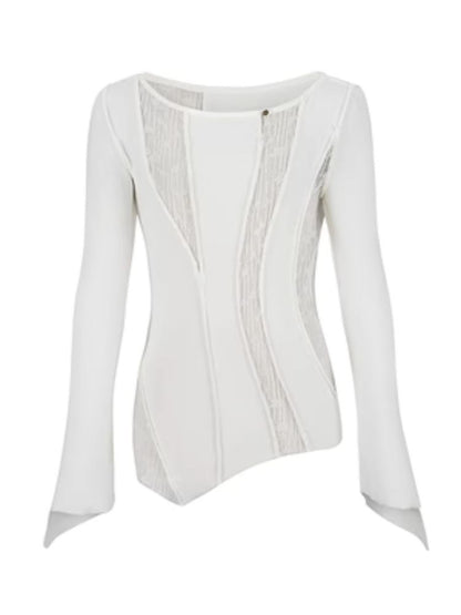 Mesh Patchwork Irregular Crushed T-Shirt【s0000005646】