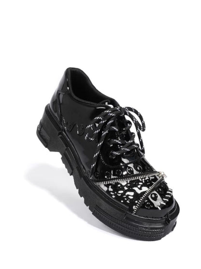 Black fake leather shoes【s0000003926】