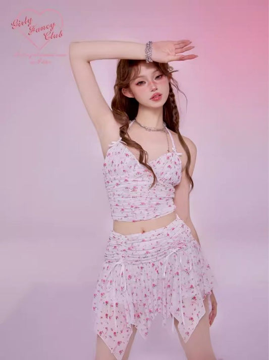 수축 G P-Ate D 메쉬 V- 넥 카미 솜 및 P 및 IS LF 스커트 세트 [S0000006604]