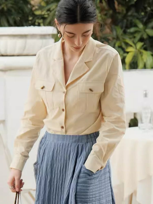 Suit Collar Loose Pocket Shirt【s0000007497】