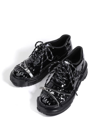 Black fake leather shoes【s0000003926】