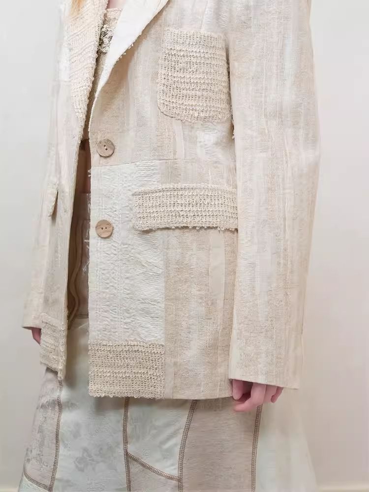 Cotton and Linen Patchwork Blazer【s0000008178】
