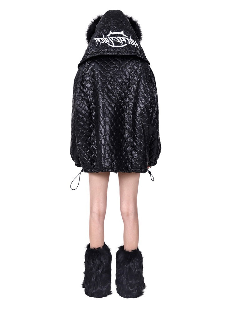 Detachable Fox Fur Hooded Loose Quilted Jacket [s0000004347]