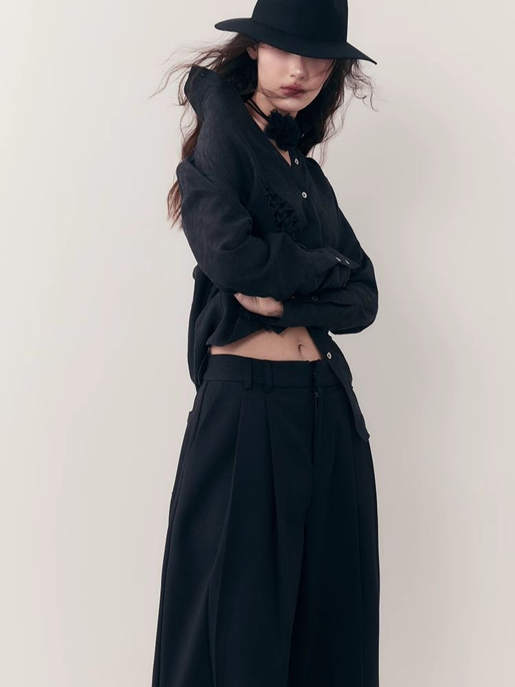Standing Collar Design Niche Tencel Shirt【s0000006387】