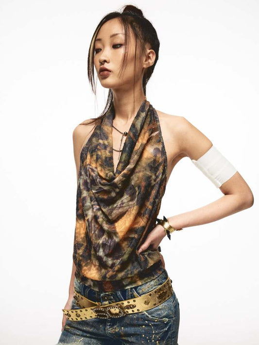 Tie-Dye Halter Neck Tank Top【s0000009012】