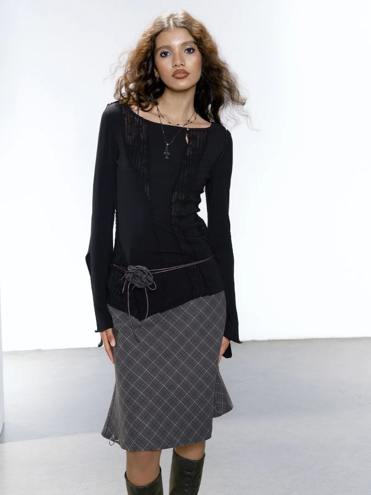 Mesh Patchwork Irregular Crushed T-Shirt【s0000005646】