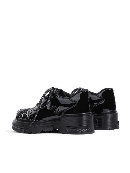 Black fake leather shoes【s0000003926】