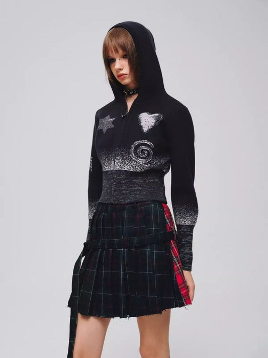 Short Hooded Zipper Knit Cardigan【s0000006181】