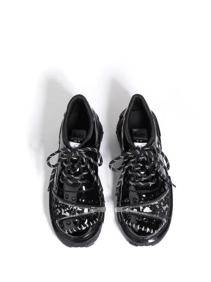 Black fake leather shoes【s0000003926】