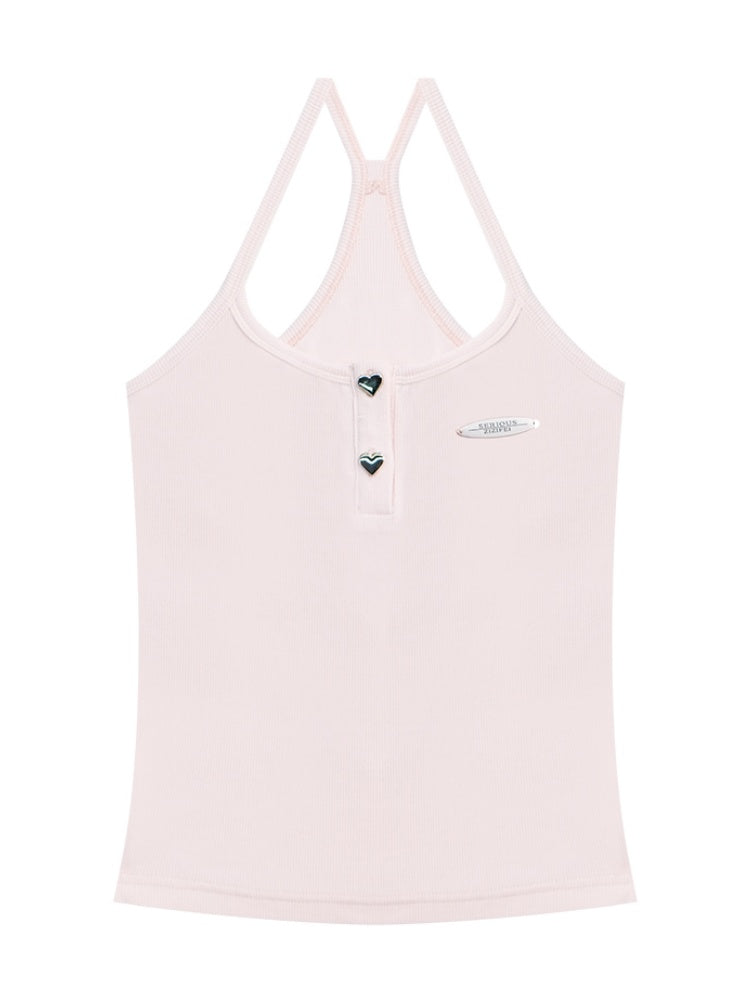Heart Button Halter Neck Camisole【s0000011916】
