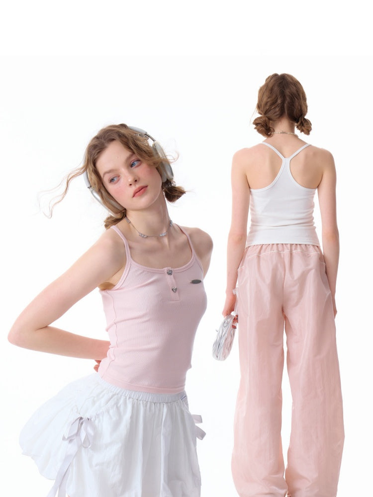 Heart Button Halter Neck Camisole【s0000011916】