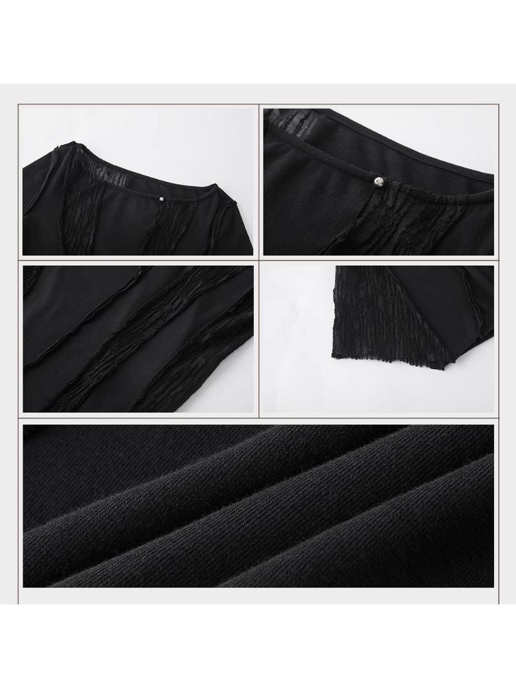 Mesh Patchwork Irregular Crushed T-Shirt【s0000005646】