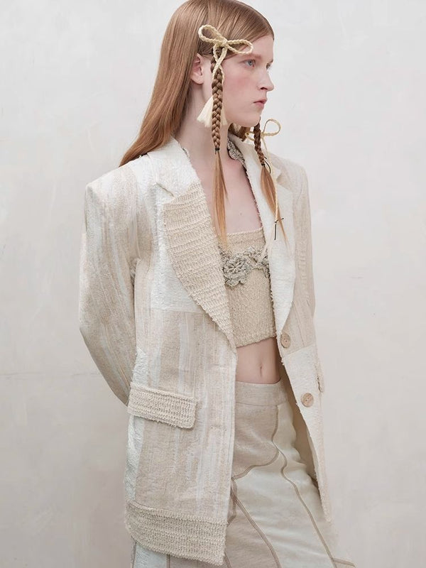 Cotton and Linen Patchwork Blazer【s0000008178】