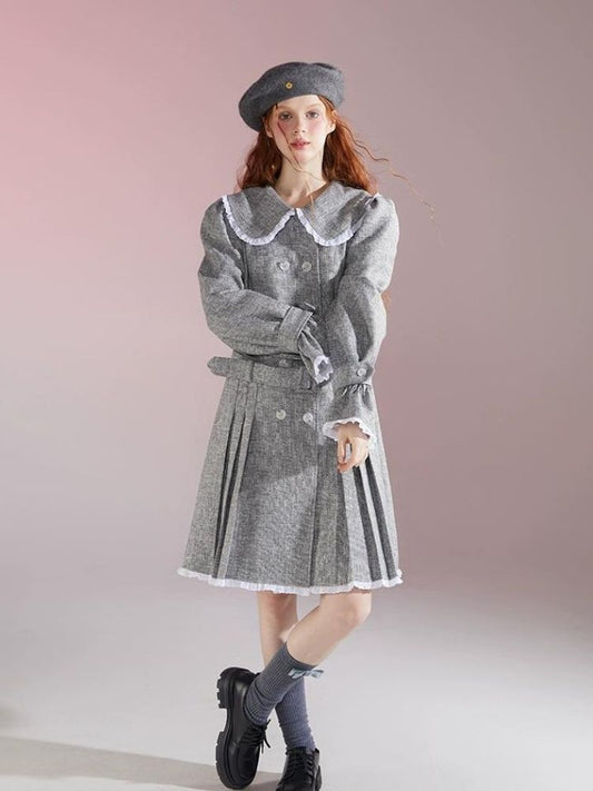 Vintage Doll Neck Long Sleeve Dress [s0000004419]