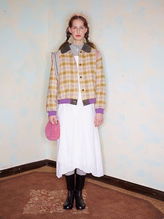 Colorblocked wool tweed jacket【s0000005915】