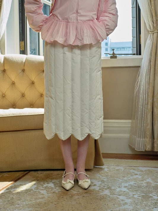 Peplum Vertical Striped Feather Half Bodycon Skirt【s0000005425】