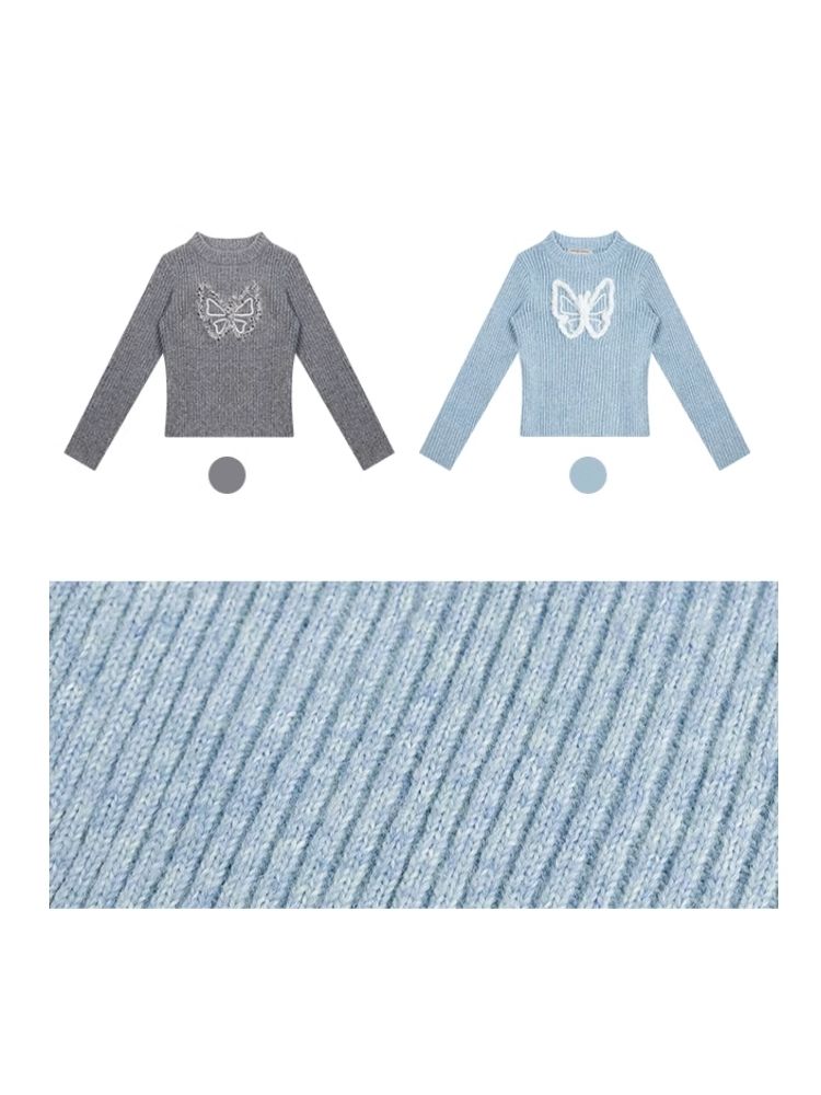 Butterfly Embroidery Long Sleeve Sweater【s0000006143】