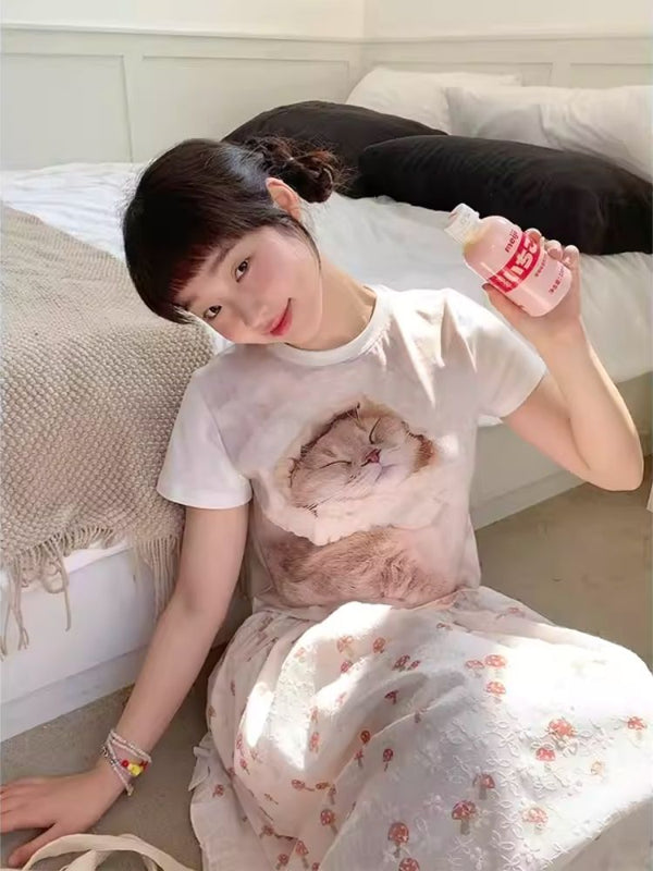 Shoulder Skinny Girl Short T-Shirt [s0000007705]