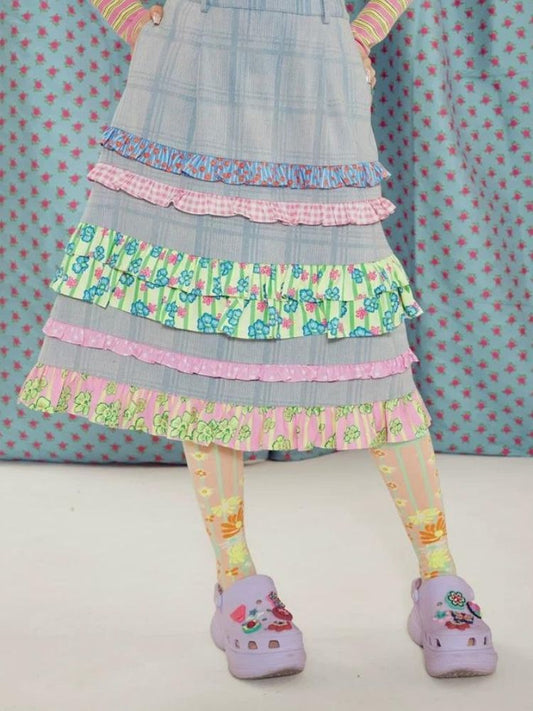 Denim A-line high-waist skirt【s0000003295】