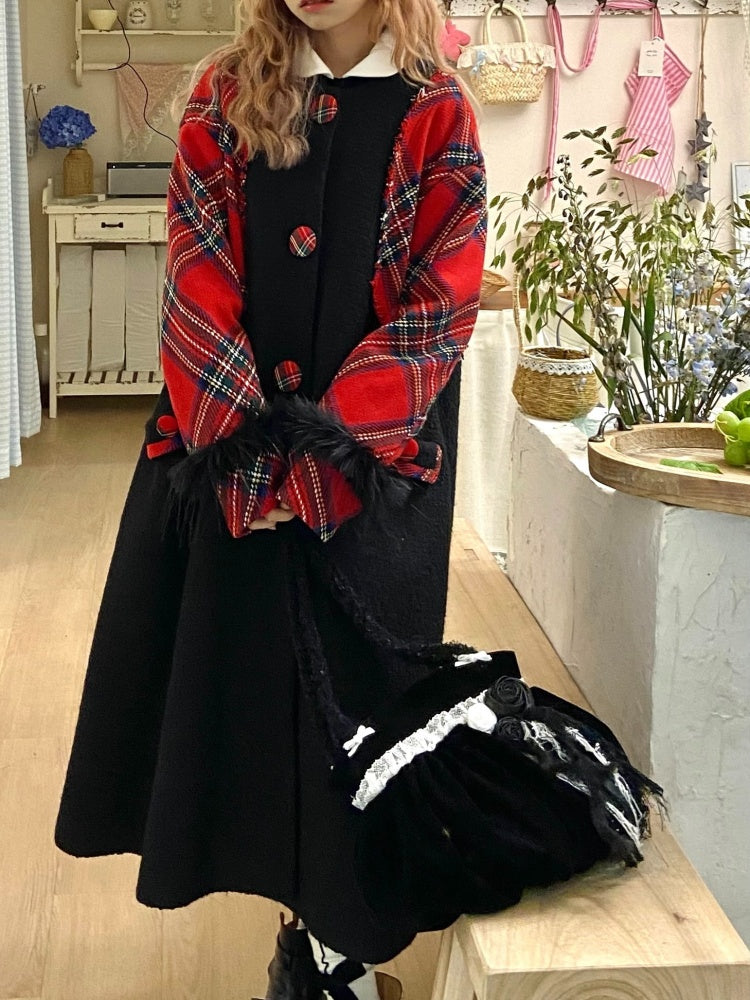 Retro Plaid Long Wool Coat【s0000004414】