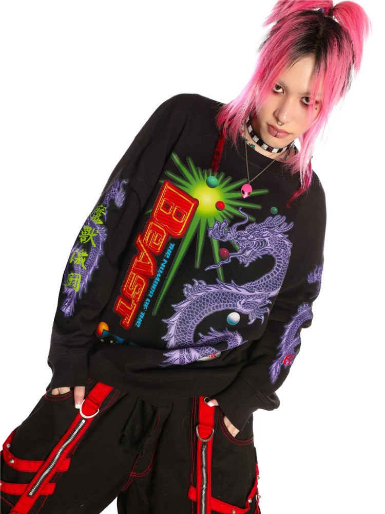 Y2K Punk Hong Kong Style Dragon rint Loose Sweat / Galaxy Bag [s0000003889]